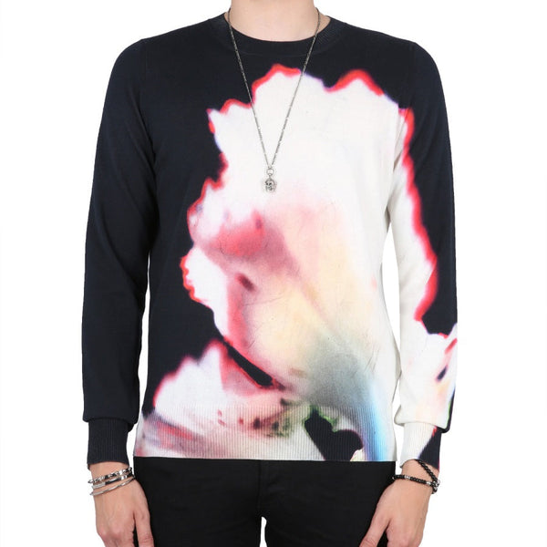 Alexander Mcqueen Men Jersey With Solarised Flower Print