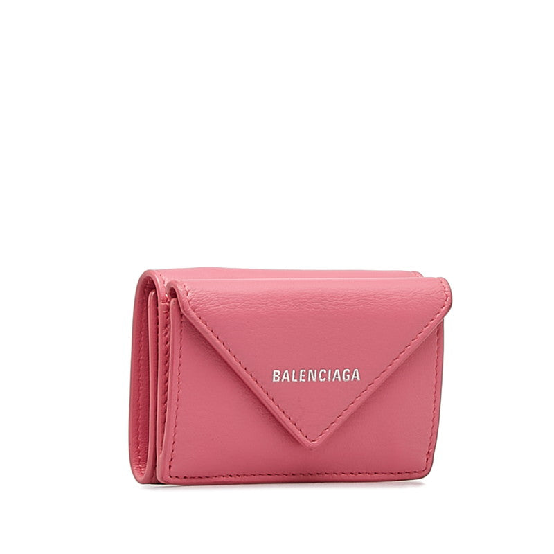 balenciaga Mini Paper Wallet Leather Pink
