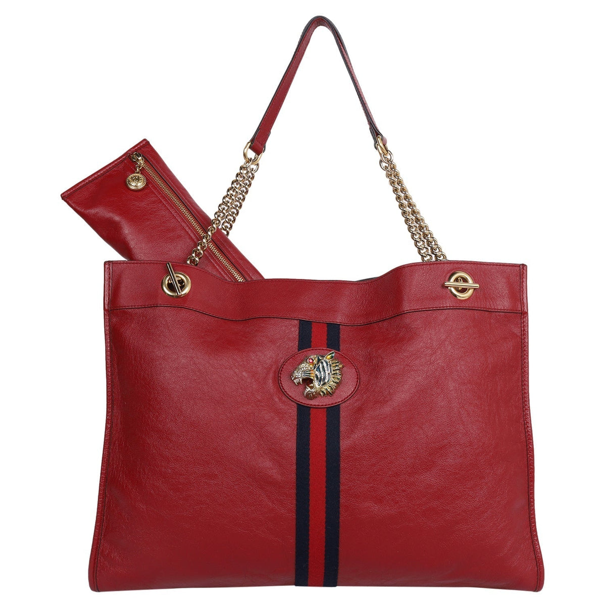 Gucci Red Leather Rajah Tote Bag (Authentic Pre-Owned)