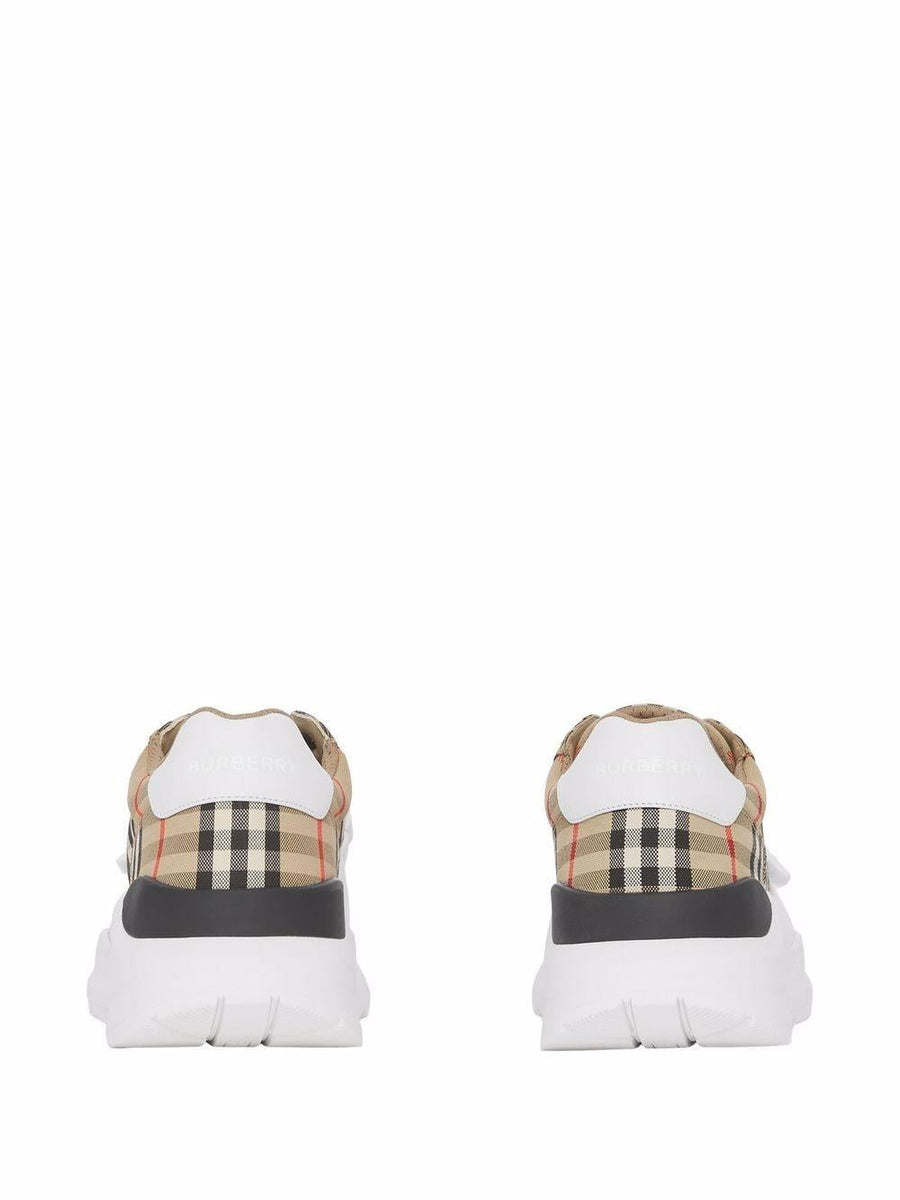 LEATHER AND FABRIC LOW-TOP SNEAKERS