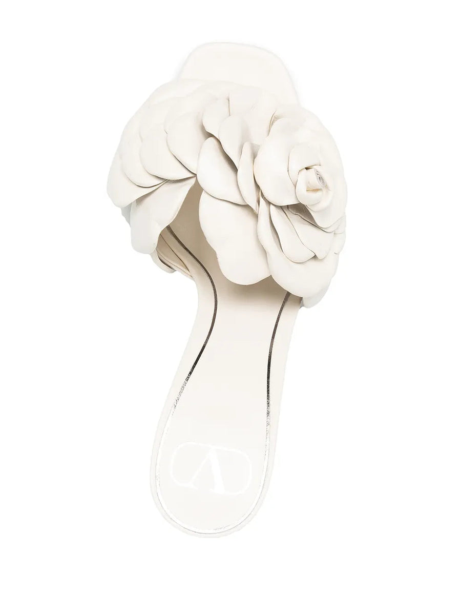 Valentino Garavani Floral Appliqué Leather Mules