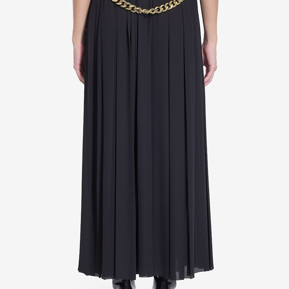 BALENCIAGA High-Waisted Pleated Skirt with Chain Detail - Ankle Length