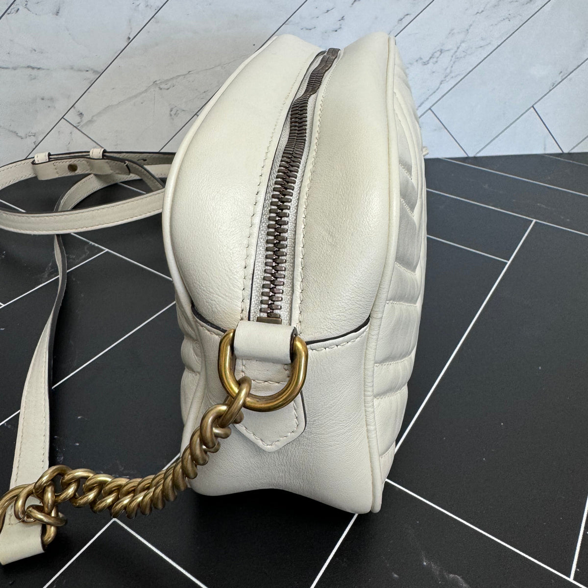 Gucci White Marmont Crossbody