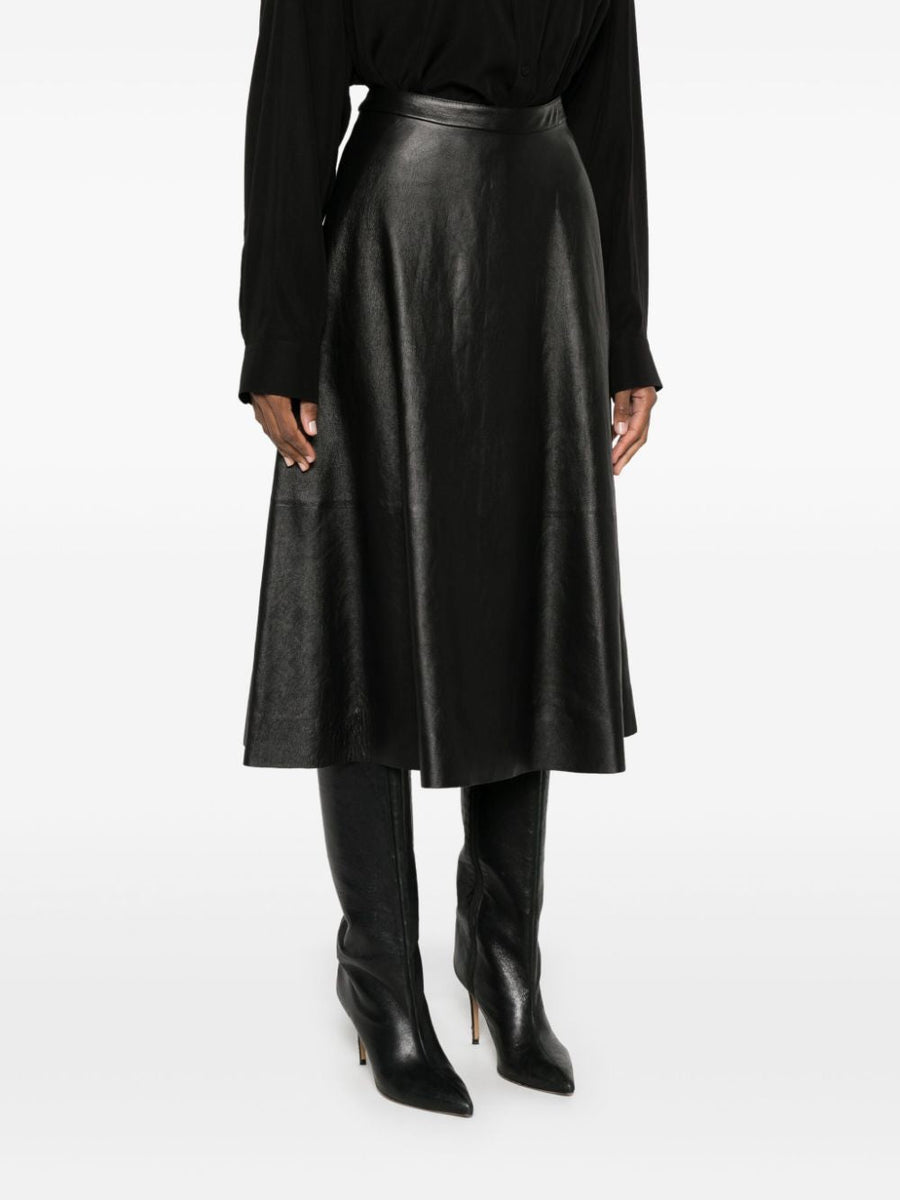 BALENCIAGA Flared Leather Skirt - High Waist Design