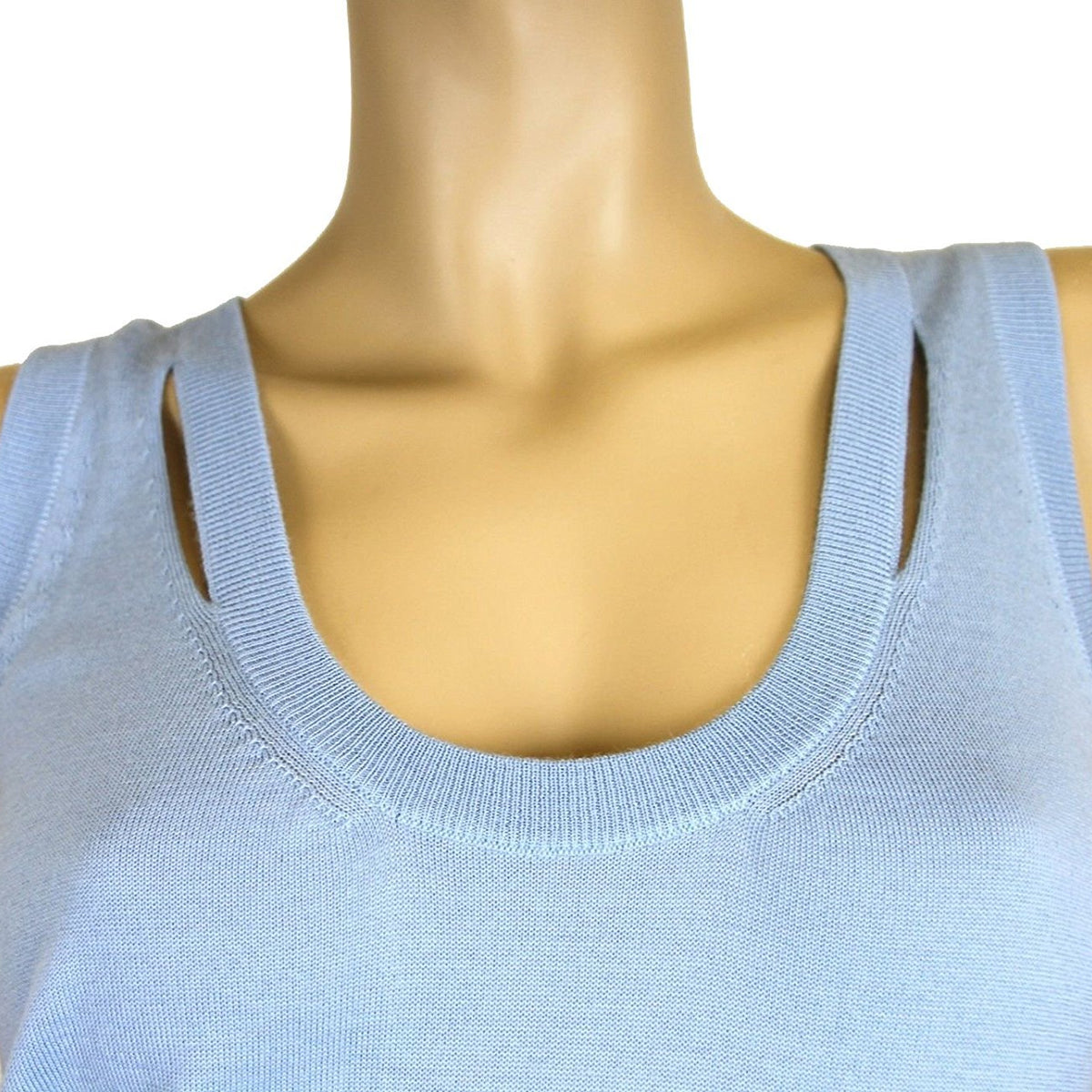 Gucci Women's Light Blue Cashmere Sweater Logo Tank Top