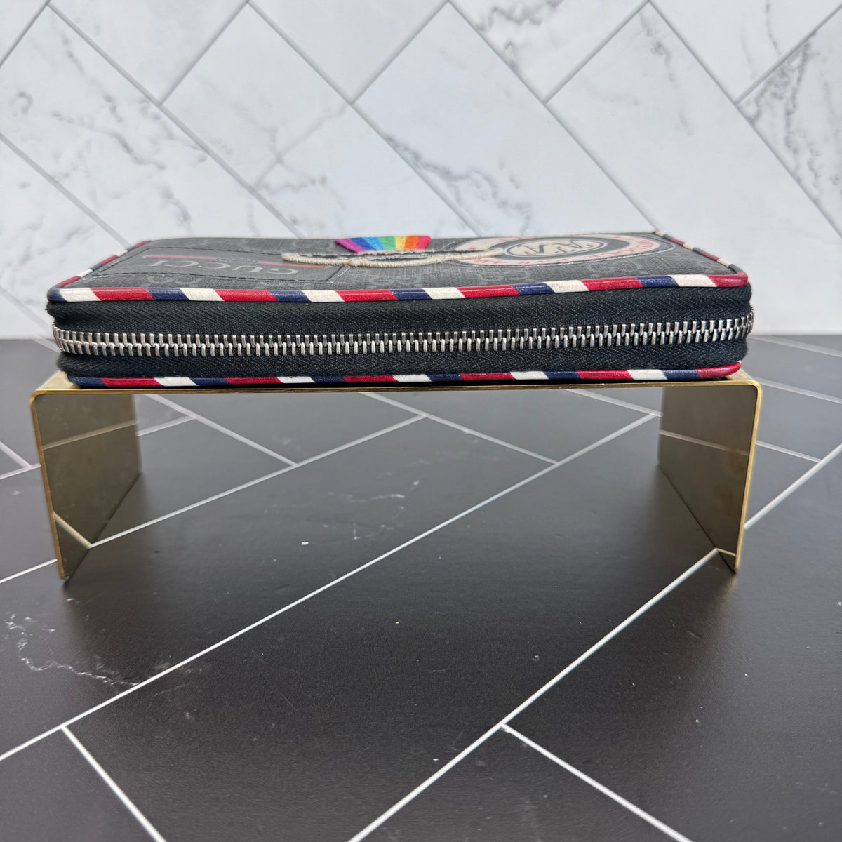 Gucci Canvas Courier Zippy Wallet