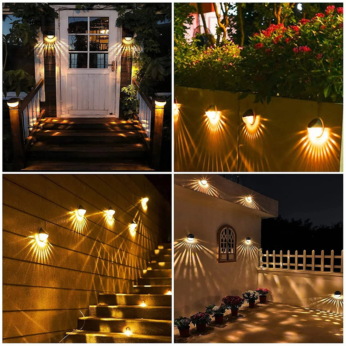 Solar Fence Lights -2 Pack, IP65 Waterproof LED Solar Deck Lights Auto On/Off Solar Wall Decorative Lights for outside Wall Garden Patio Deck Yard Path Porch (Warm White)
