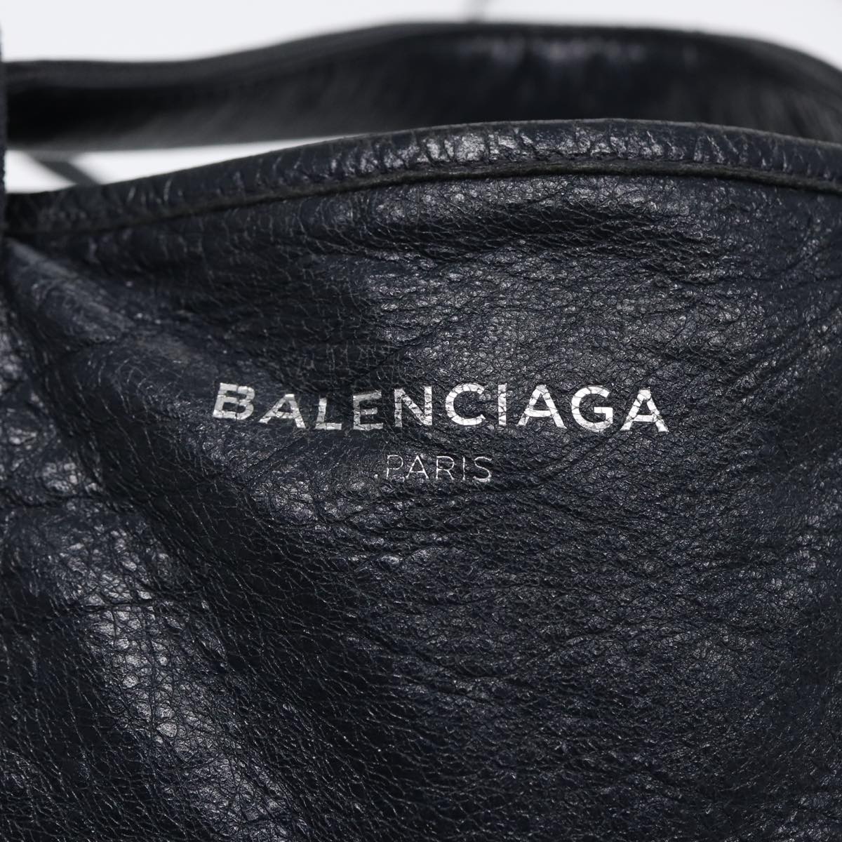 balenciaga Navy Cabas XS Hand Bag Leather 2way Navy Silver 390346 Auth 88514