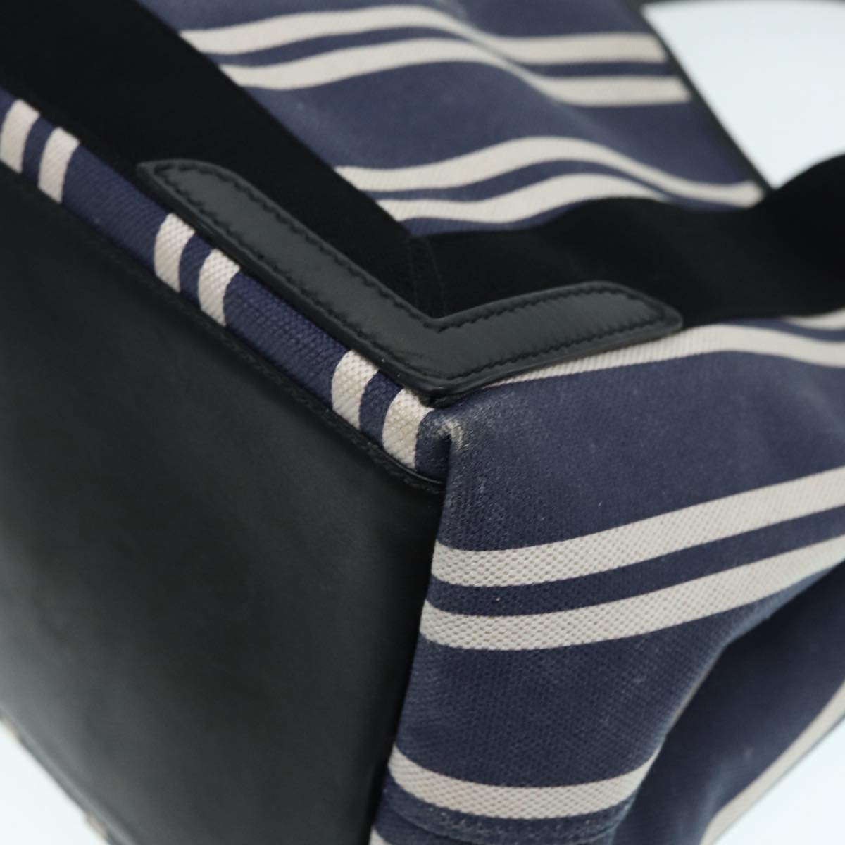 balenciaga Navy Cabas M Hand Bag Canvas Blue Silver 339933 Auth 88567