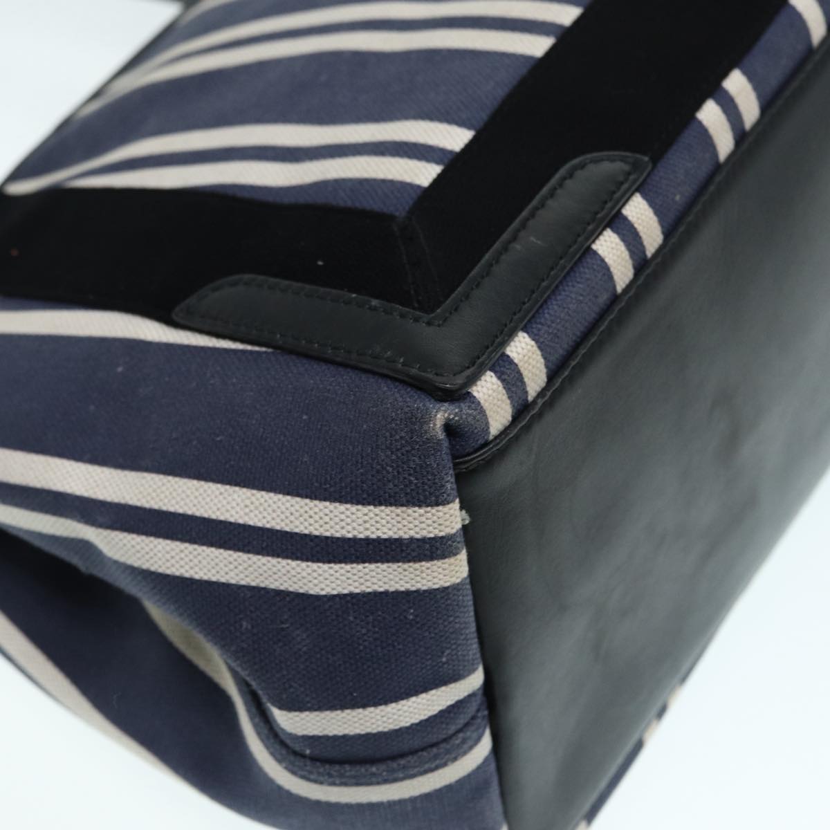 balenciaga Navy Cabas M Hand Bag Canvas Blue Silver 339933 Auth 88567