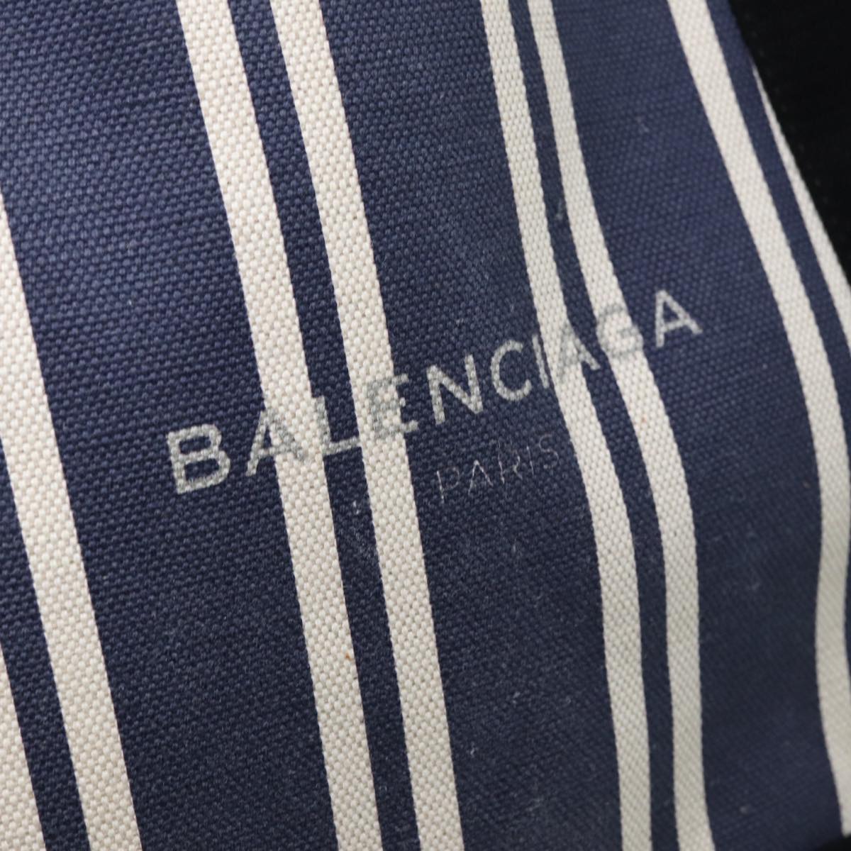 balenciaga Navy Cabas M Hand Bag Canvas Blue Silver 339933 Auth 88567