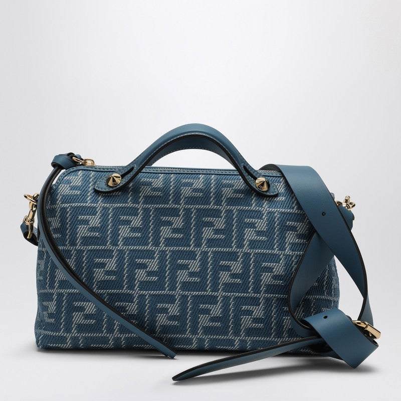 Fendi By The Way Soft Medium Bag In Jacquard Ff Denim Effect Blue Women