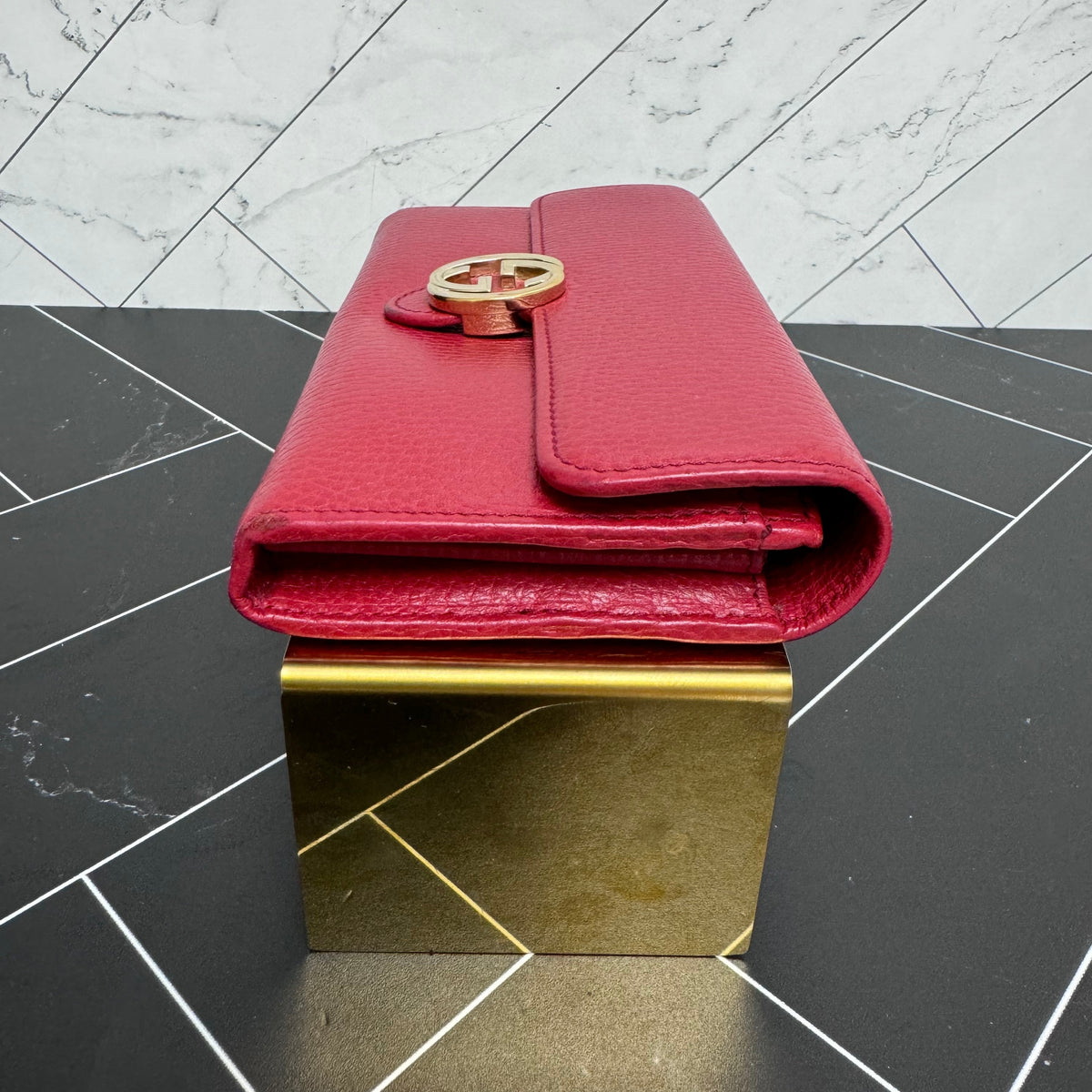 Gucci Red Leather Interlocking G Long Wallet