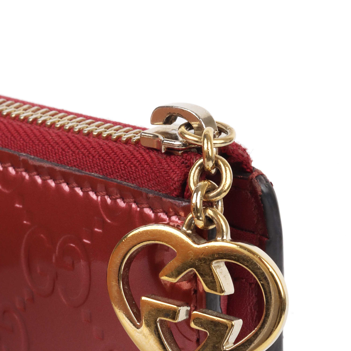 Gucci Metallic Pink Patent Zipped Long Wallet.