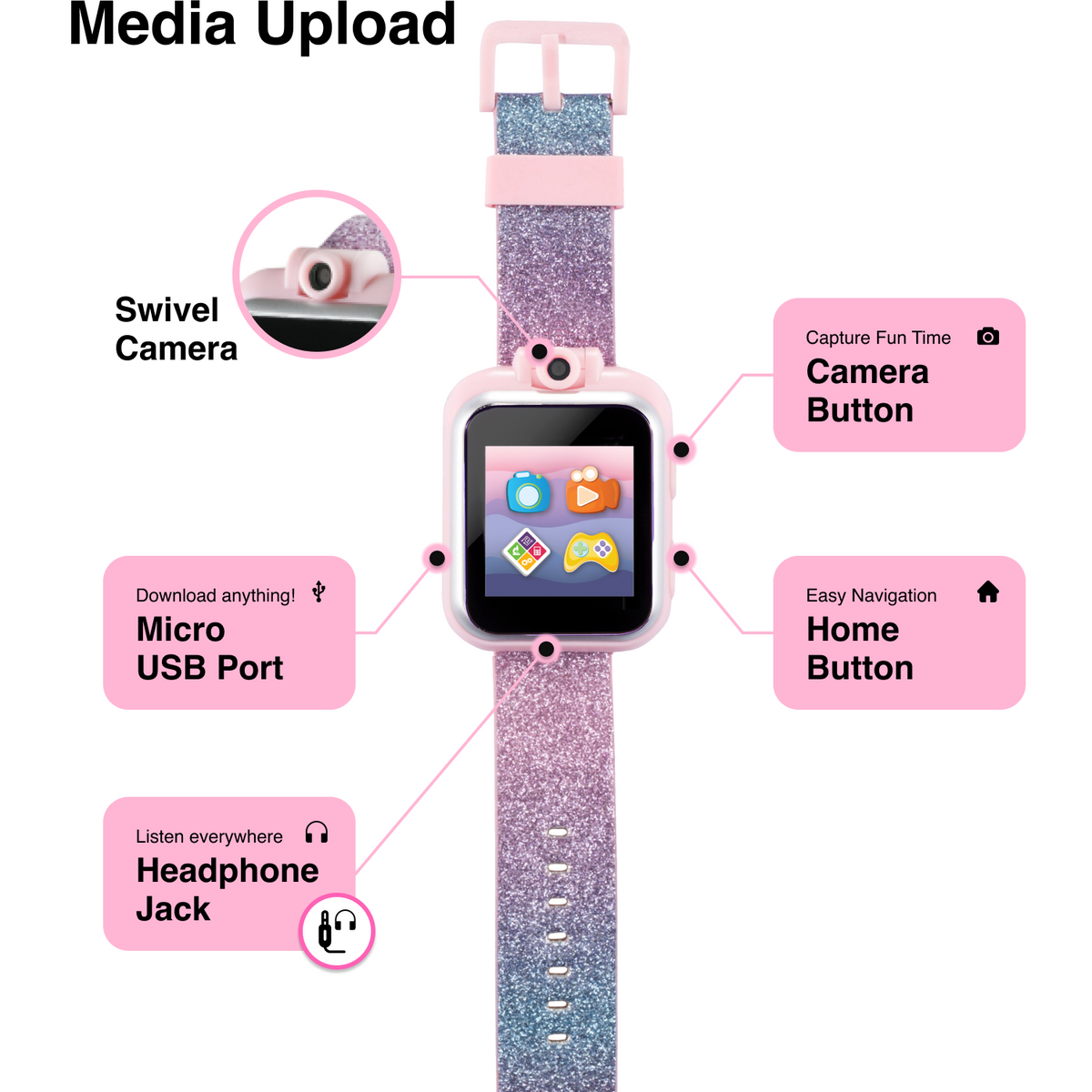 PlayZoom 2 Kids Smartwatch with Headphones: Multi Fuzzy Unicorn