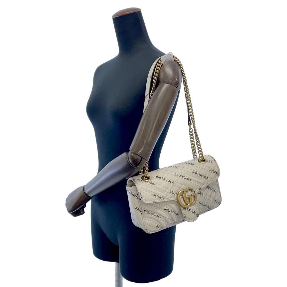 GUCCI BALENCIAGA Hacker Project ChainShoulder Bag Beige 443497 Leather
