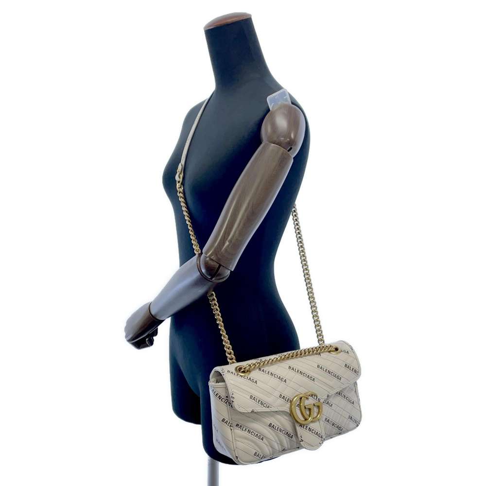 GUCCI BALENCIAGA Hacker Project ChainShoulder Bag Beige 443497 Leather