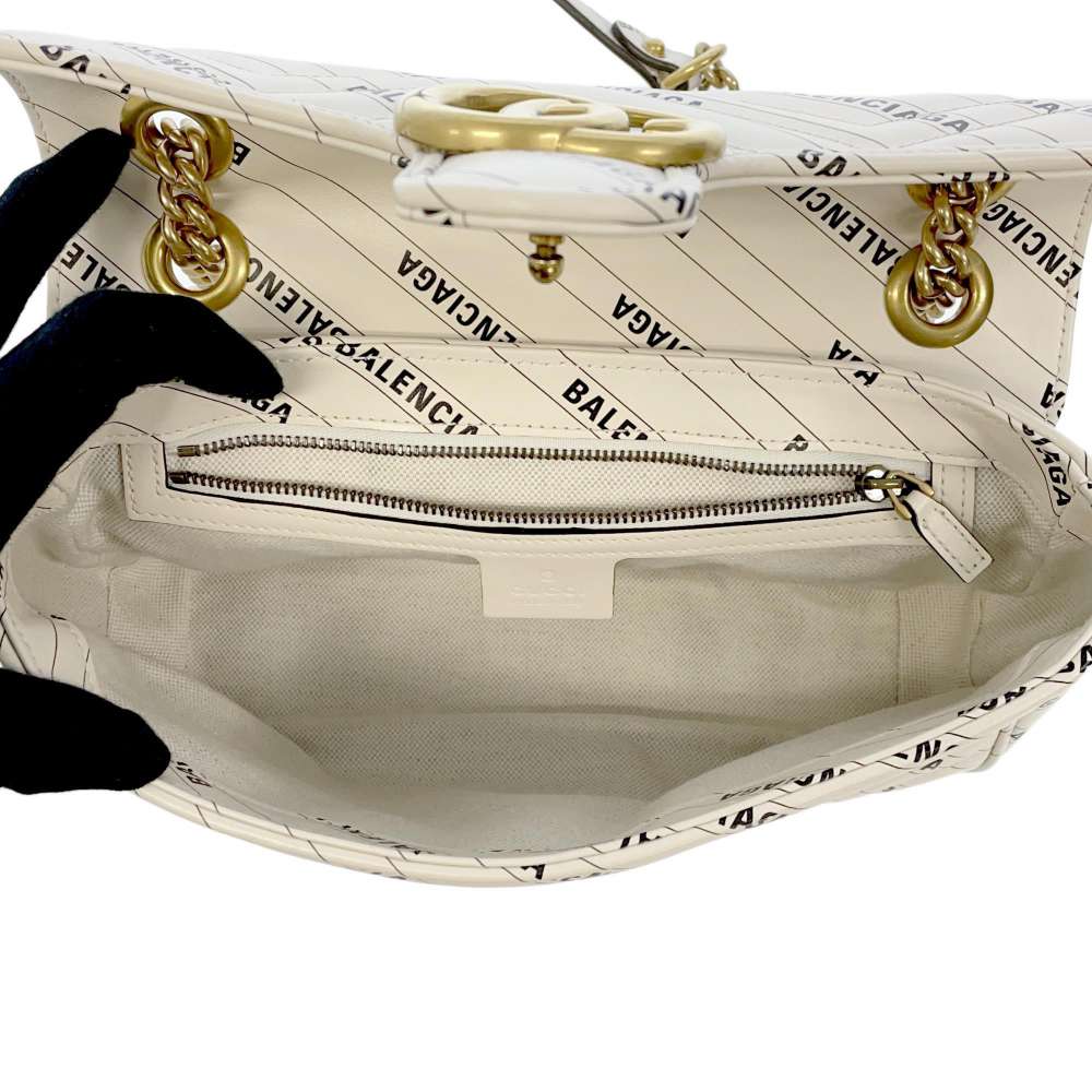 GUCCI BALENCIAGA Hacker Project ChainShoulder Bag Beige 443497 Leather