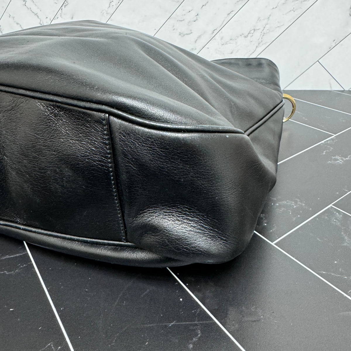Gucci Black Leather Bamboo 2Way Bag