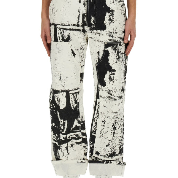 Alexander Mcqueen Men Workwear Jeans With Fold Print