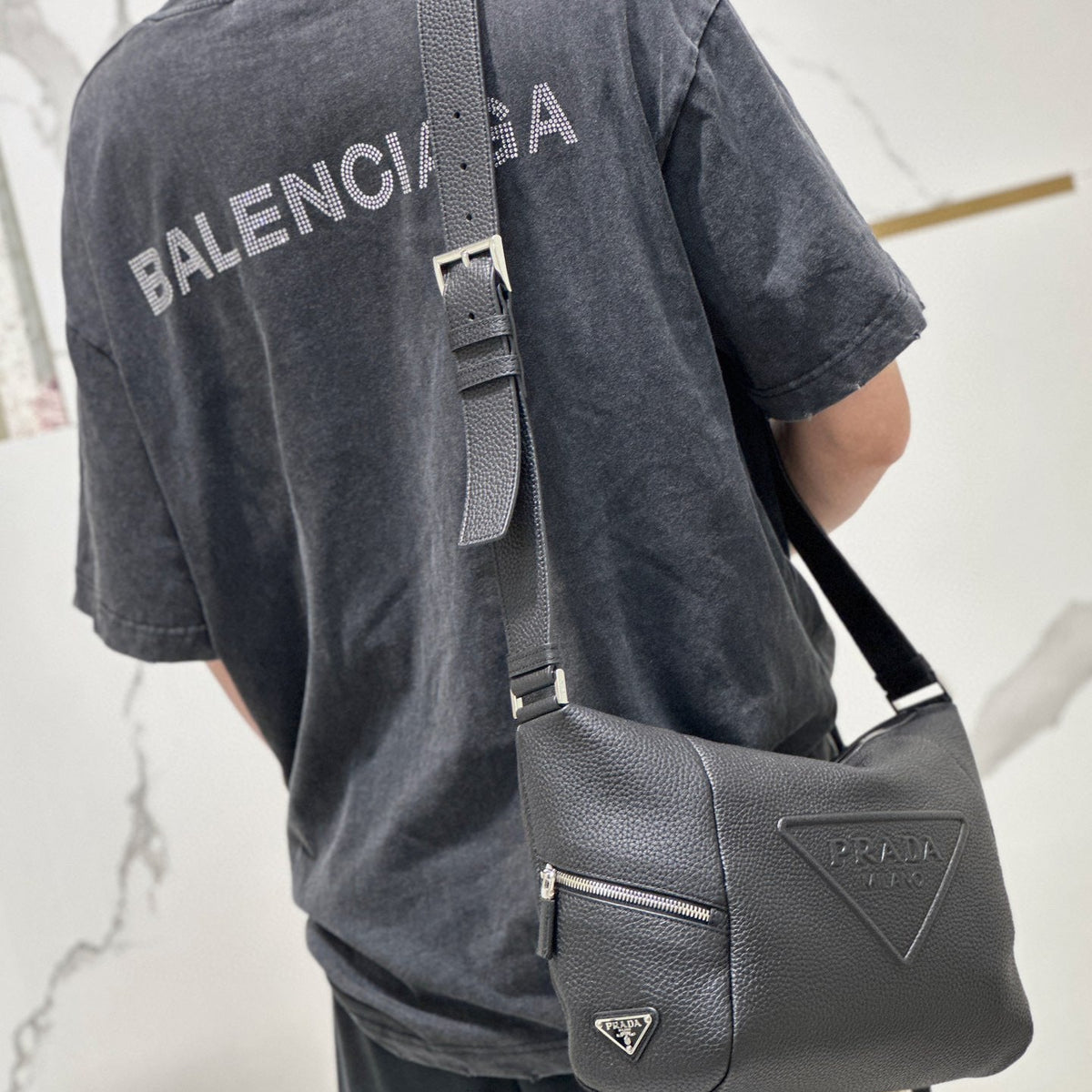 PD LEATHER BAG WITH SHOULDER STRAP