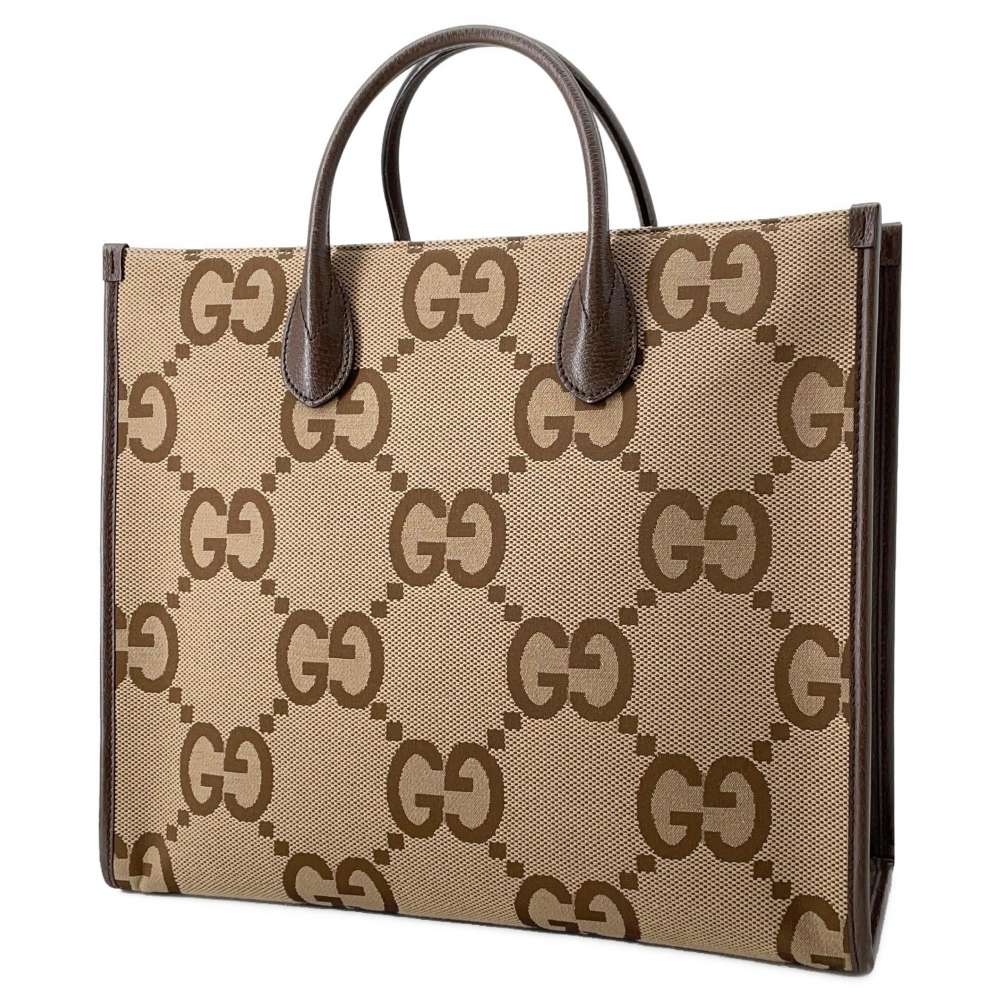 GUCCI Jumbo GG tote bag Camel/Ebony 678839 Canvas
