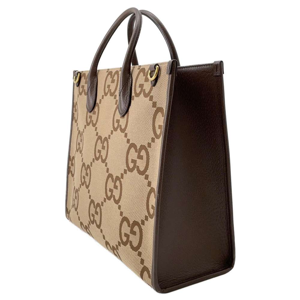 GUCCI Jumbo GG tote bag Camel/Ebony 678839 Canvas