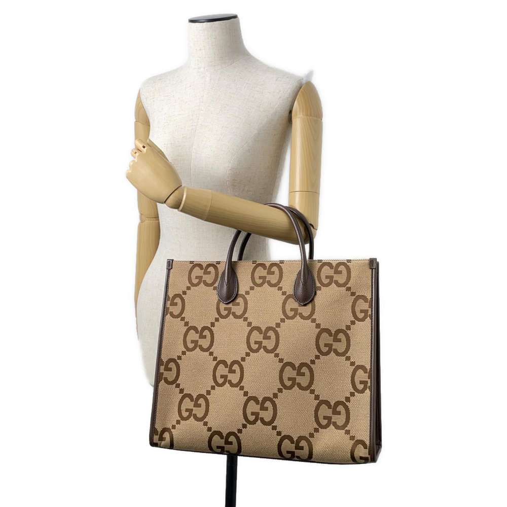 GUCCI Jumbo GG tote bag Camel/Ebony 678839 Canvas
