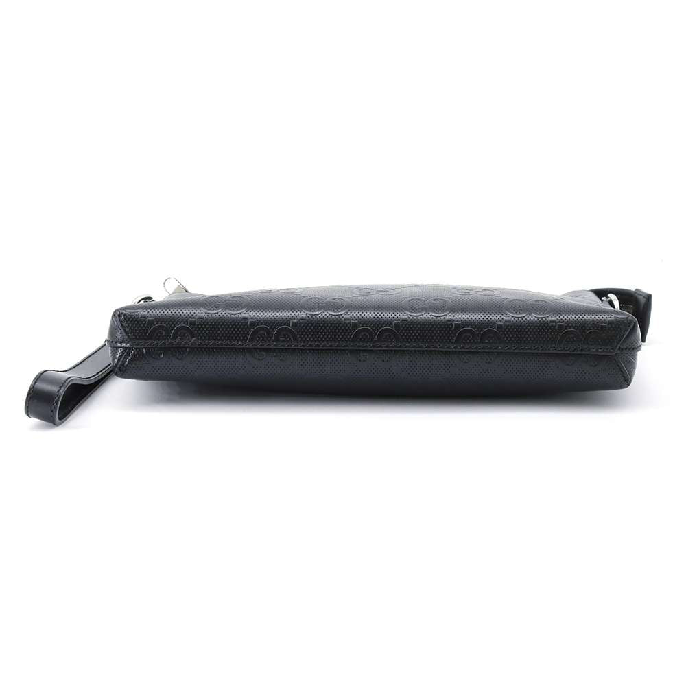 GUCCI GG embossed 2WAY Clutch Bag Black 696009 Leather Size Medium