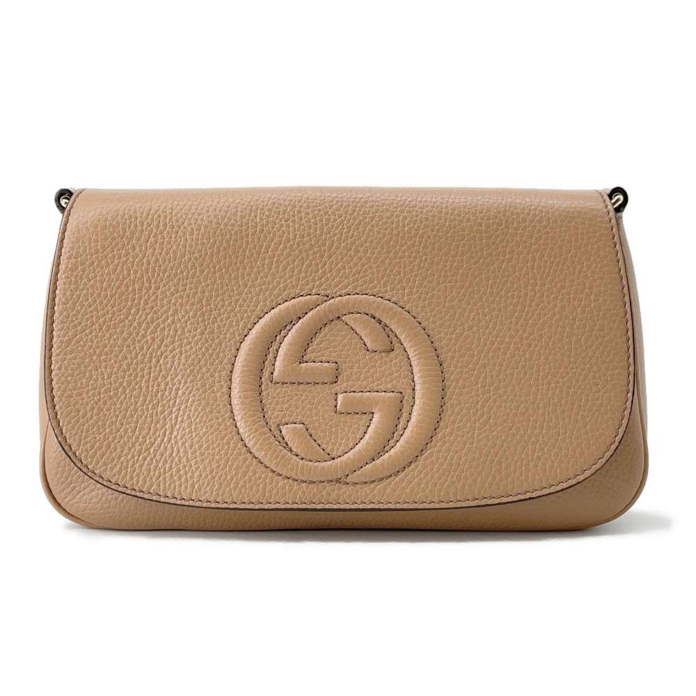 GUCCI Soho ChainShoulder Bag Beige 536224 Leather