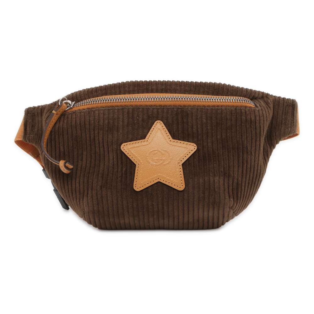 GUCCI Interlocking G Children's Crossbody Bag Khaki/Brown 502095 Corduroy Leather