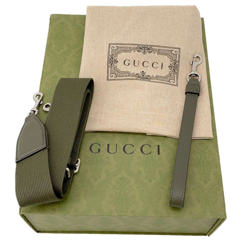 GUCCI jumbo GG messenger bag Dark Green 696009 Leather Size Medium