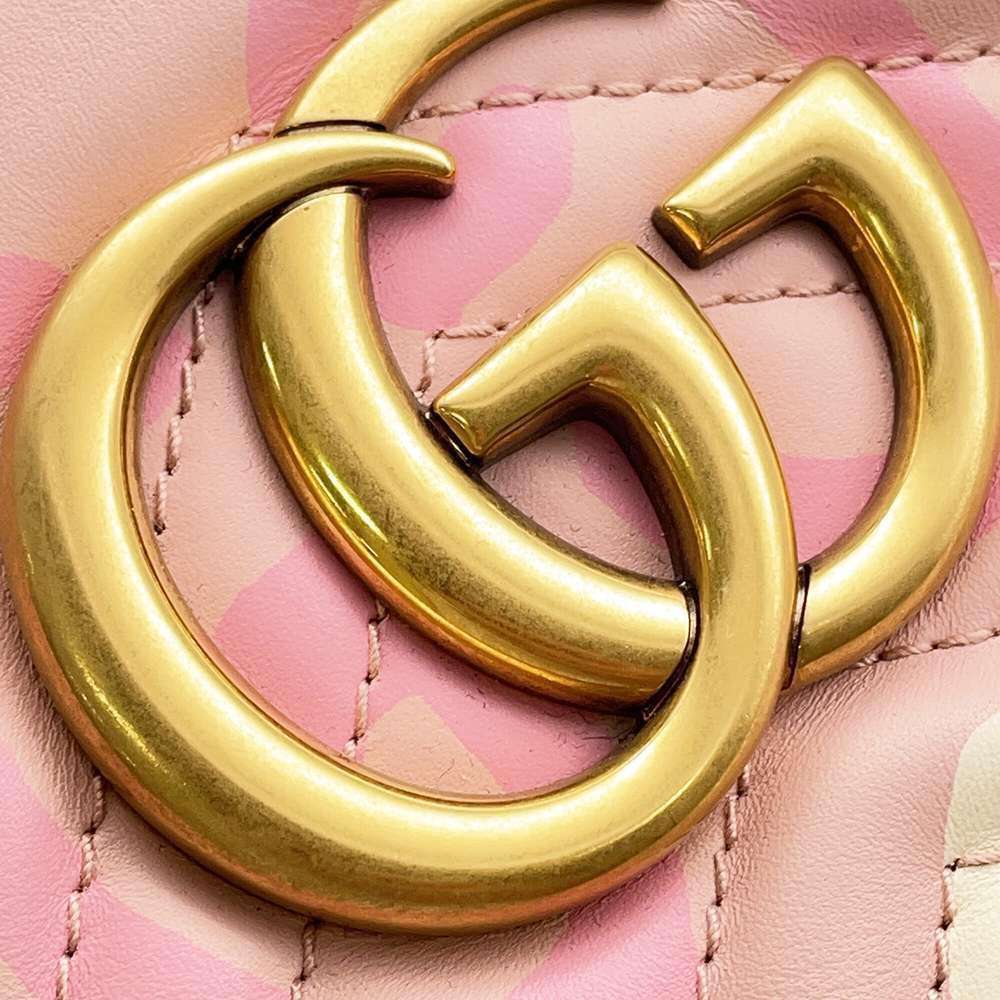 GUCCI GG Marmont Quilted Small Shoulder Bag Pink 447632 Leather