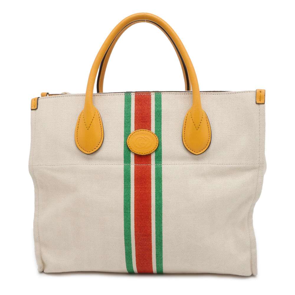 GUCCI 2WAYShoulder Bag Beige/Yellow 657422 Canvas Leather