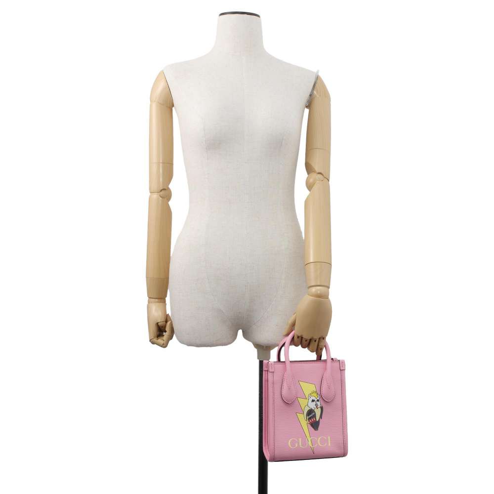 GUCCI Interlocking G Mini Tote Bag Bananya Collaboration Pink 671623 Leather