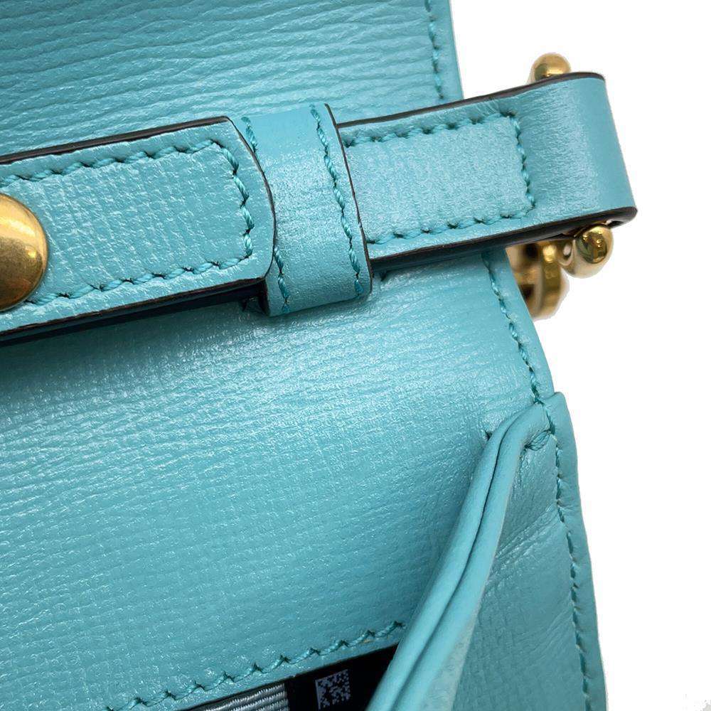 GUCCI Horsebit ChainShoulder Bag Blue 655667 Straw