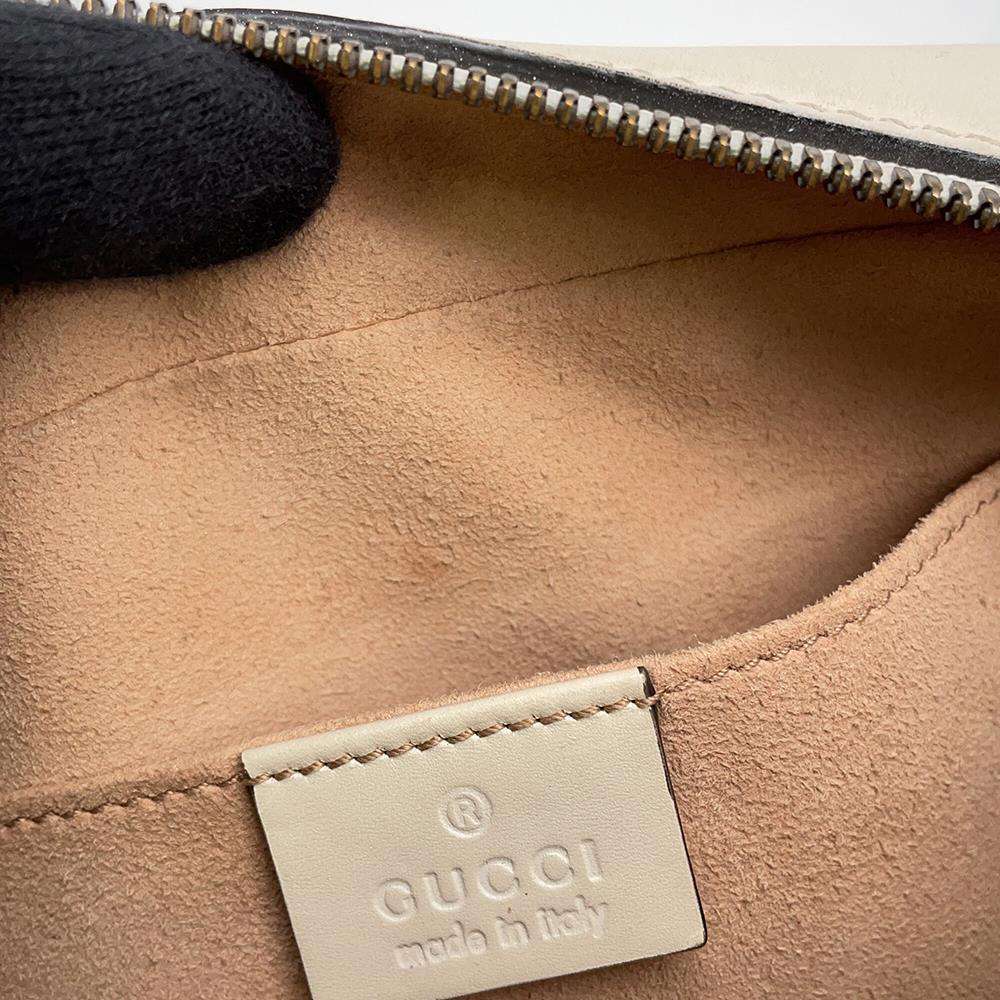 GUCCI GG Marmont Quilted Small Shoulder Bag Ivory/Red 447632 Leather