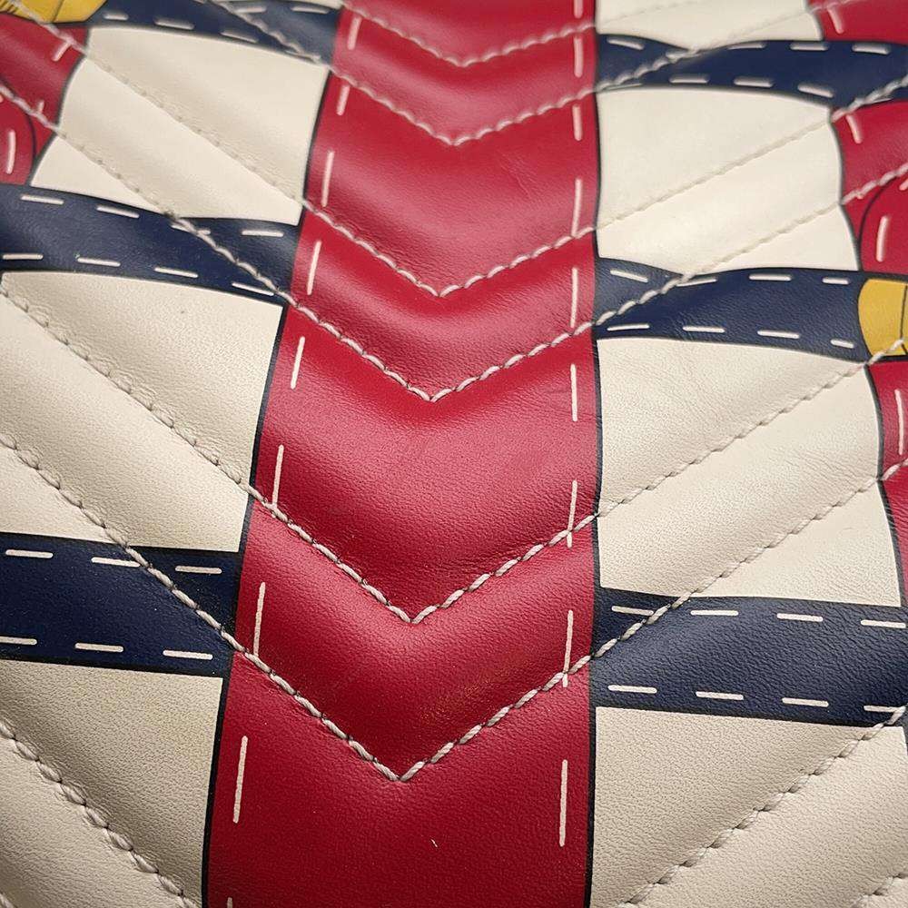GUCCI GG Marmont Quilted Small Shoulder Bag Ivory/Red 447632 Leather