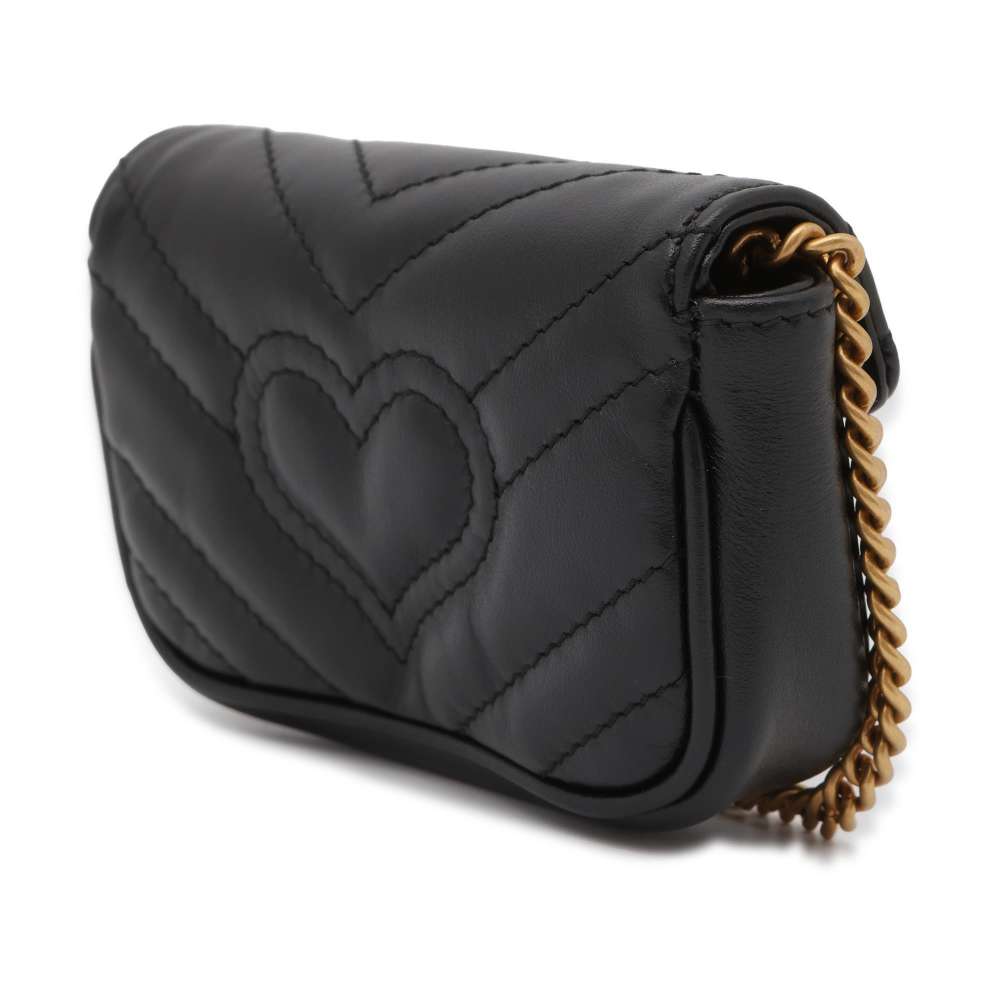 GUCCI GG Marmont Chain Handbag Black 575161 Leather
