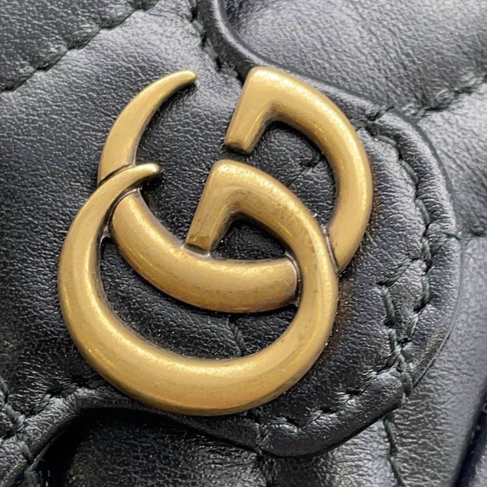 GUCCI GG Marmont Chain Handbag Black 575161 Leather