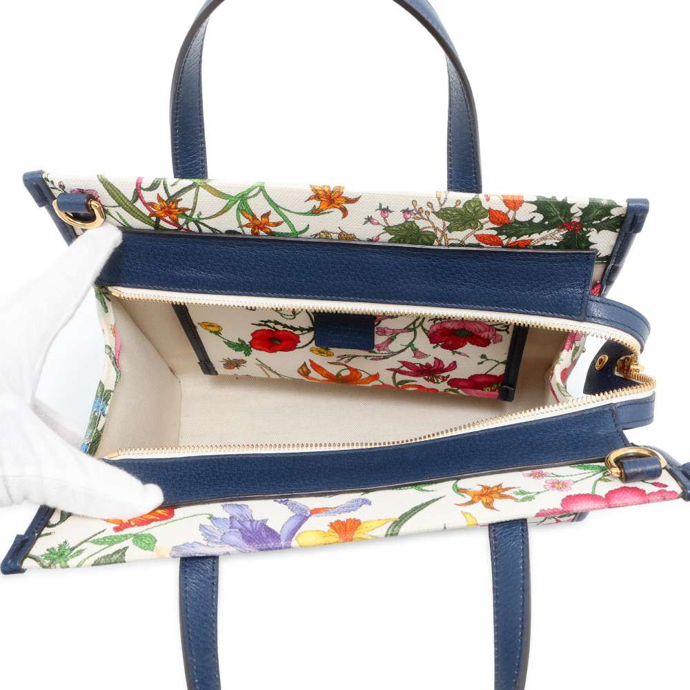 GUCCI Flora 2wayTote Bag Multicolor/Navy/White 550141 Canvas