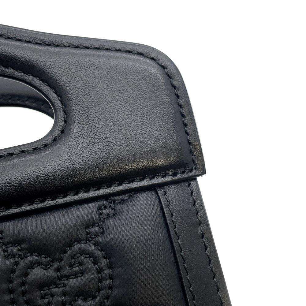 GUCCI GG Matelasse 2WAY Handbag Black 723776 Nylon Leather