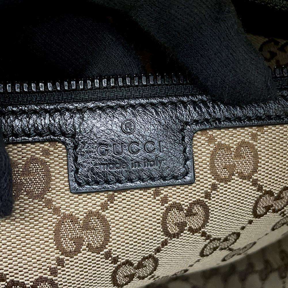 GUCCI Drawstring Tote Bag Black 725664 Leather