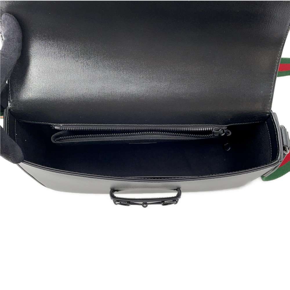 GUCCI Horsebit 1955 Shoulder Bag Black 700457 Leather