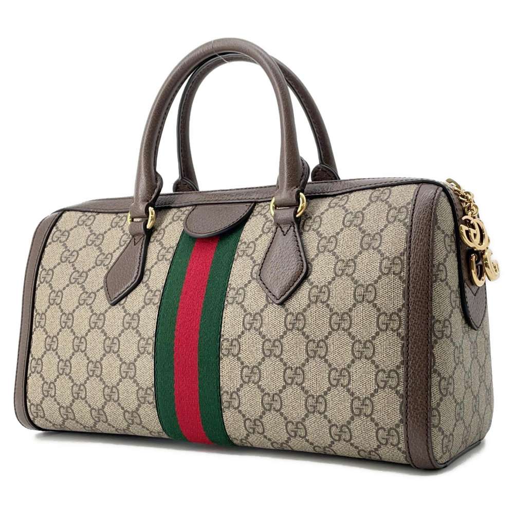 GUCCI Ophidia GGMedium Top Handle Bag Beige/Brown 524532 GG SupremeCanvas Leather