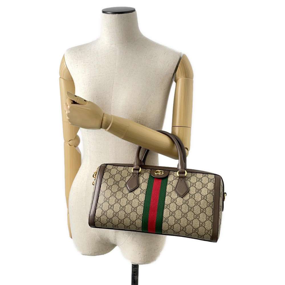 GUCCI Ophidia GGMedium Top Handle Bag Beige/Brown 524532 GG SupremeCanvas Leather