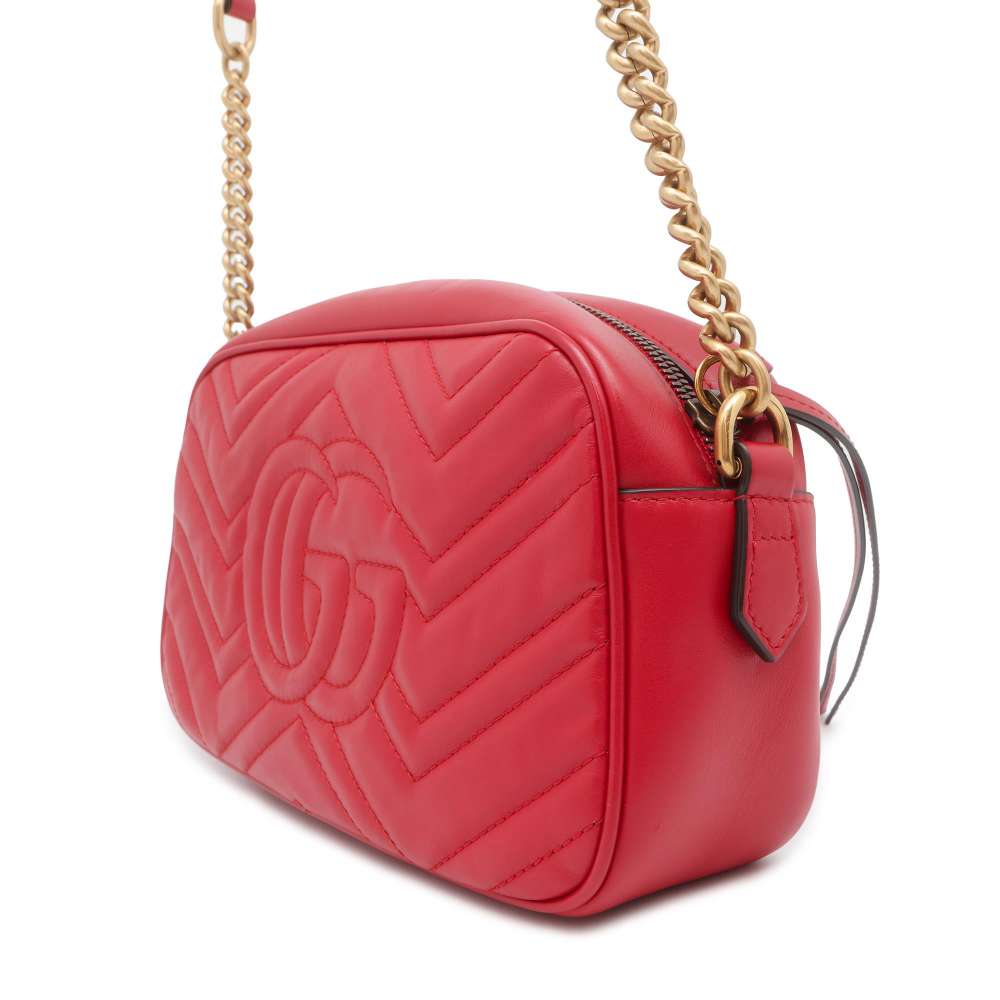 GUCCI GG Marmont Shoulder Bag Red 447632 Leather