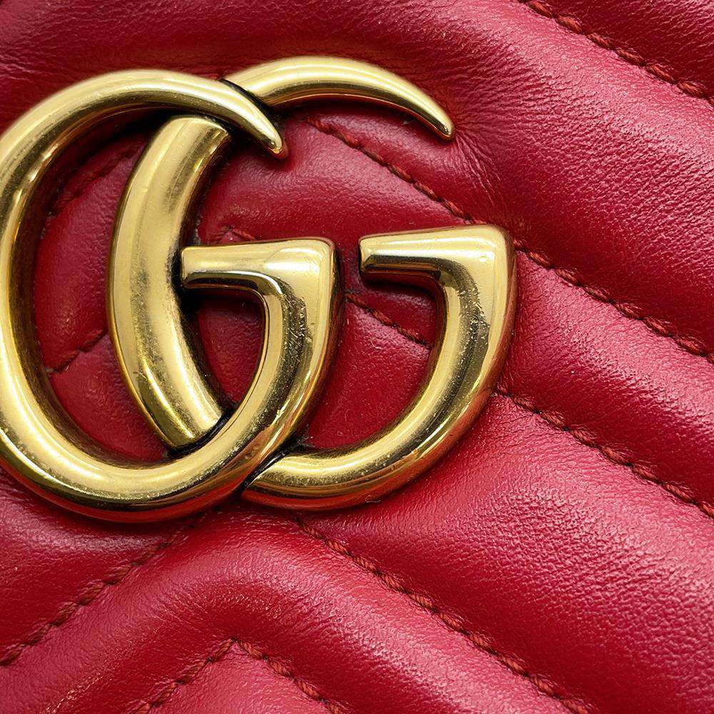 GUCCI GG Marmont Shoulder Bag Red 447632 Leather