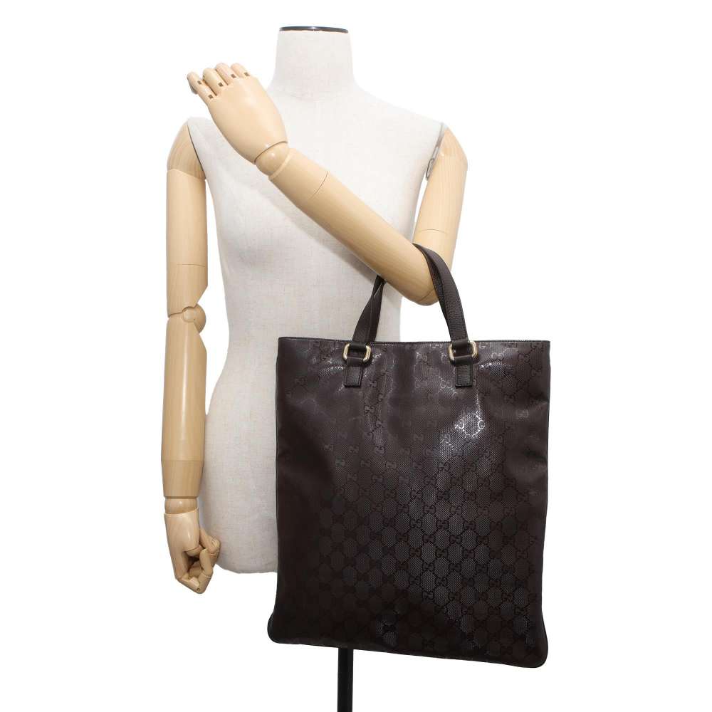 GUCCI GG Imprime Tote Bag Brown 272347 PVC Leather
