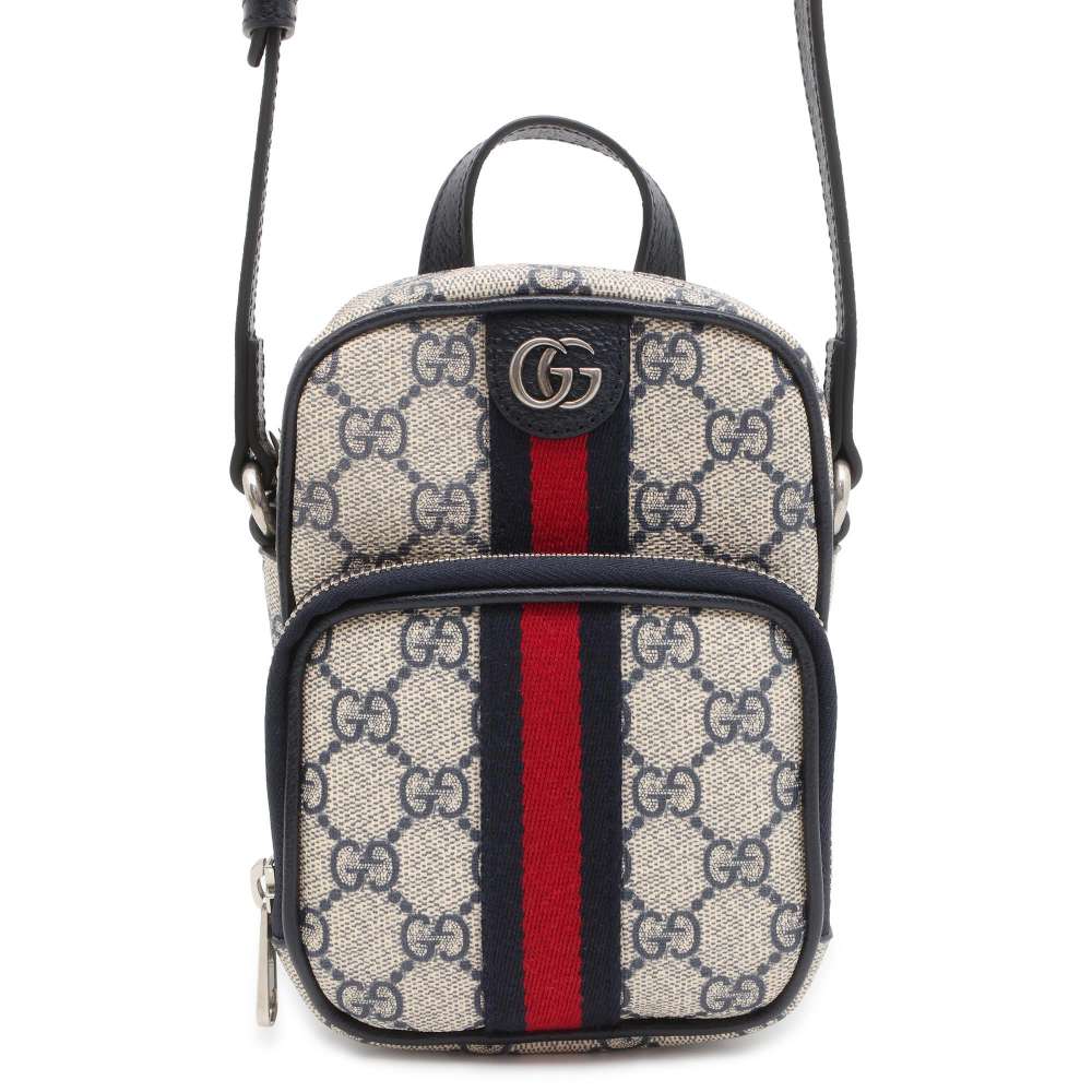 GUCCI Ophidia Shoulder Bag Beige/Navy 671682 GG SupremeCanvas Leather